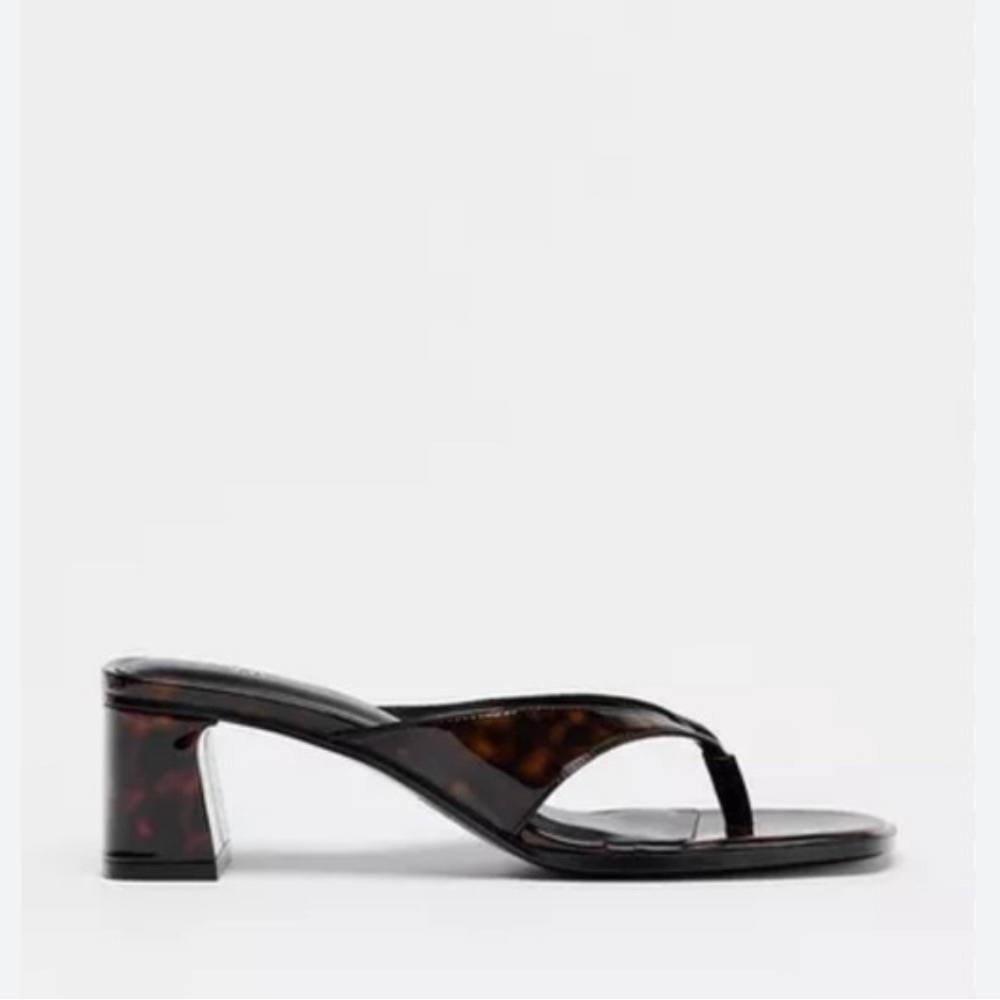 Zara Women's Tortoiseshell Heeled Sandals - Picture 2 of 6